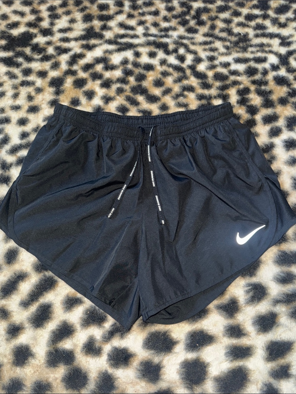 Nike Black Women's Athletic Running Shorts with White Swoosh